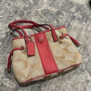 Coach Tan and Red Shoulder Bag